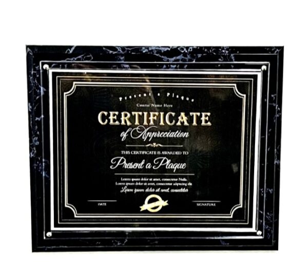 Black Marble Pocket Plaque with Clear Acrylic - Landscape