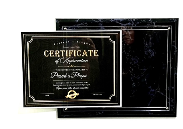 Black Marble Pocket Plaque with Clear Glass
