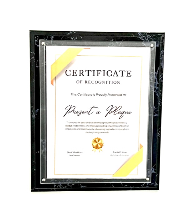 Black Marble Pocket Plaque with Clear Acrylic - Portrait