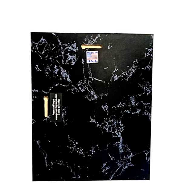 Black Marble Pocket Plaque with Frosted Non Glare Acrylic - Back